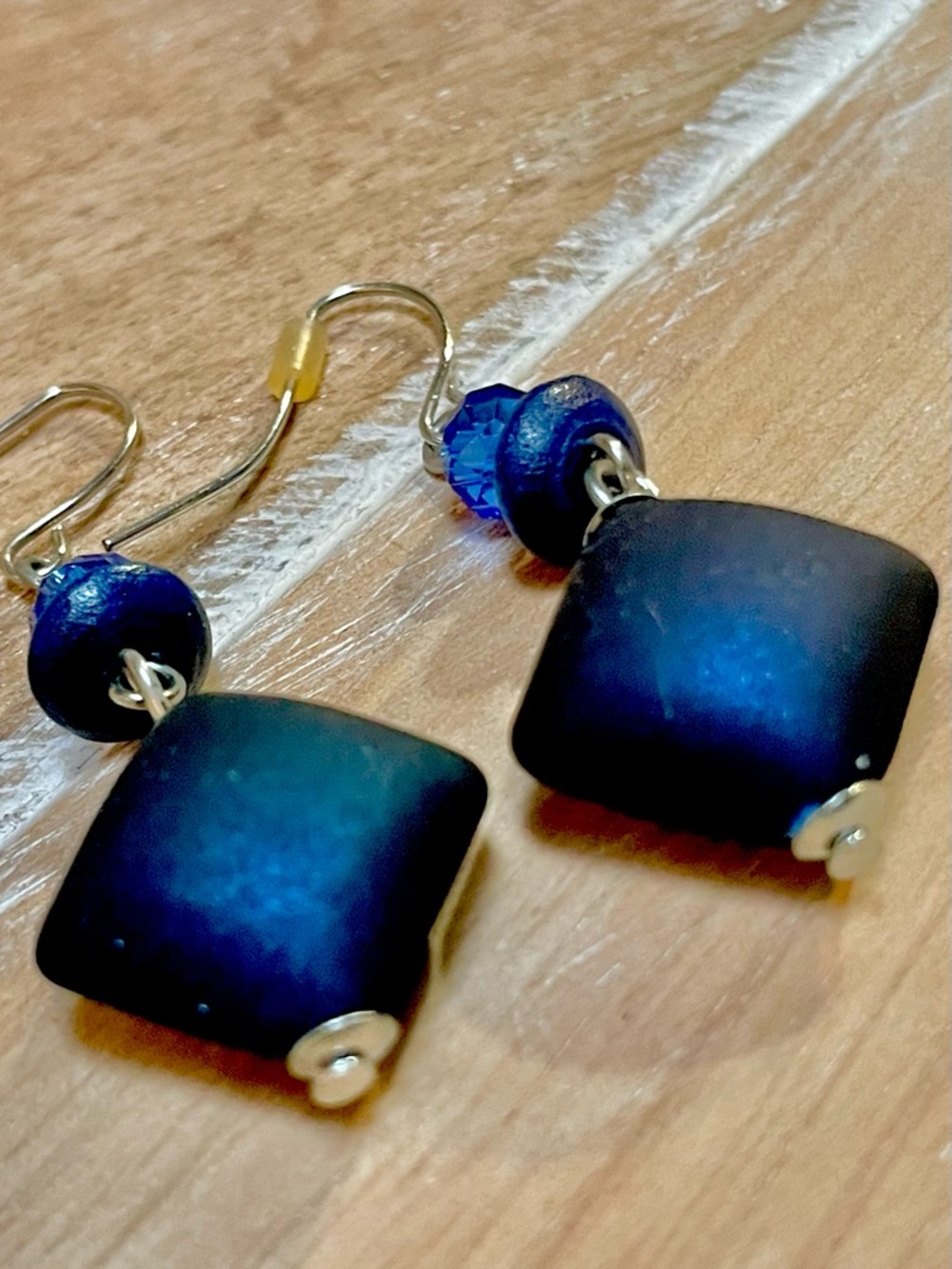 Handmade Blue Glass Drop Earrings - Women's Jewelry
